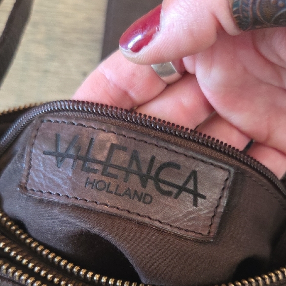 Vilencia Holland Leather Studded Brown Crossbody Bag - Picture 2 of 8